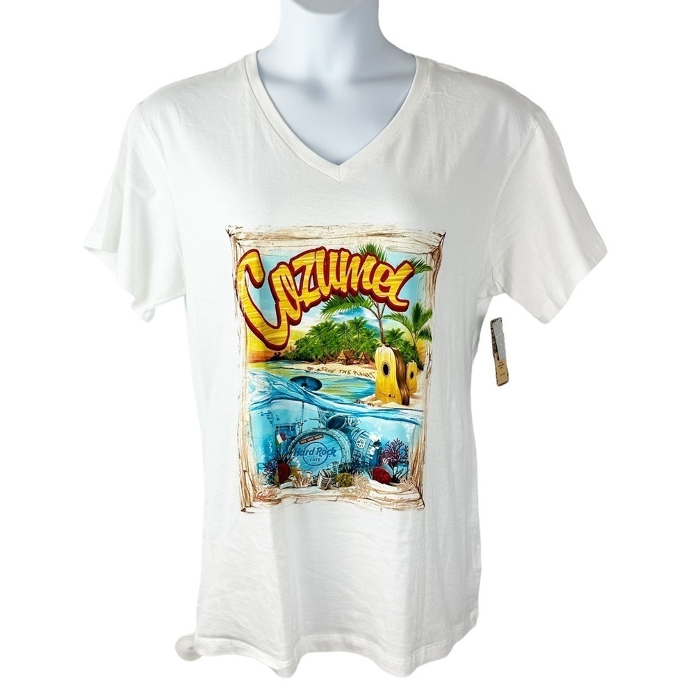 Hard Rock Cafe Cozumel Ladies White V Neck City Tee Size XXL Mexico NWT